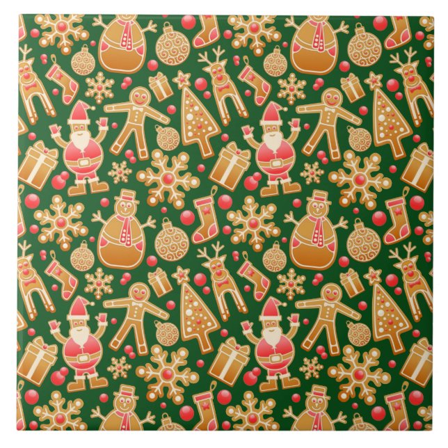 Azulejo Cookies de los Navidades de pan de jengibre de San (Frente)