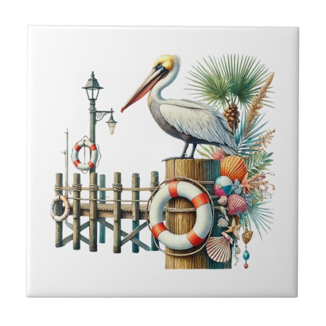 Azulejo Cool beach pelican lovers (Frente)