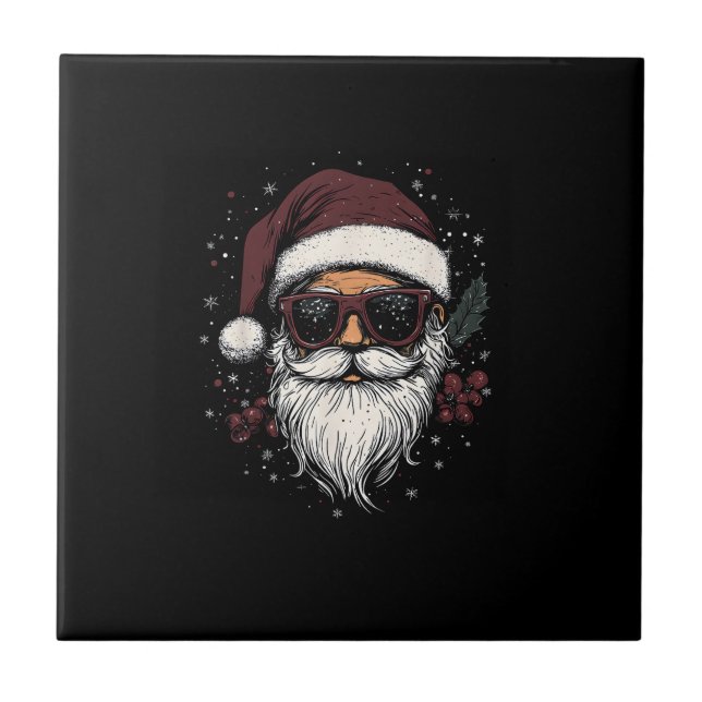 Azulejo Cool Santa with Sunglasses Christmas (Frente)