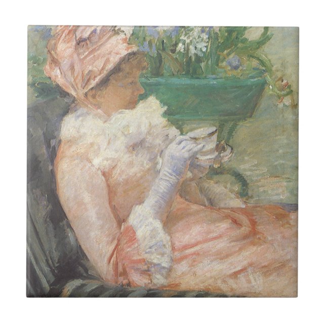Azulejo Copa de Té de Mary Cassatt, el impresionismo vinta (Frente)