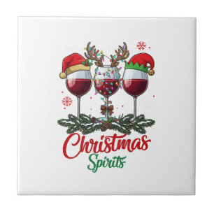 Azulejo Copas de vino Espíritus de Navidad Renoastas Cuern