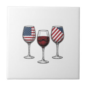 Azulejo Copas de vino patrióticas diseño de camiseta vecto