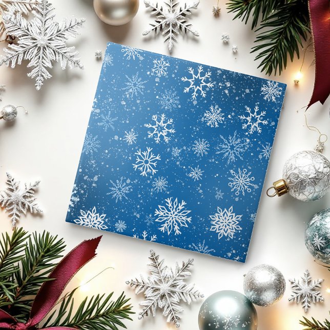Azulejo Copo de Nieve Azul Clásico Invierno Blanco (Subido por el creador)