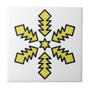 Azulejo Copo de Nieve Brillante - Estrella Amarilla