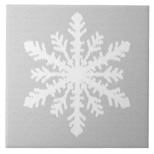 Azulejo Copo de nieve de Ikat - gris de plata y blanco