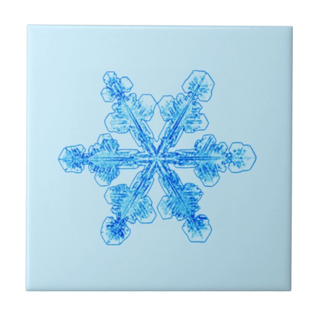Azulejo Copo de nieve de invierno azul (Frente)