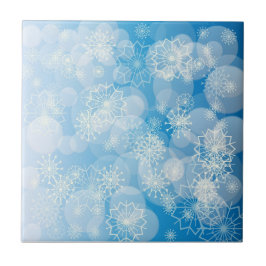 Azulejo Copo de nieve de Navidad en fondo azul