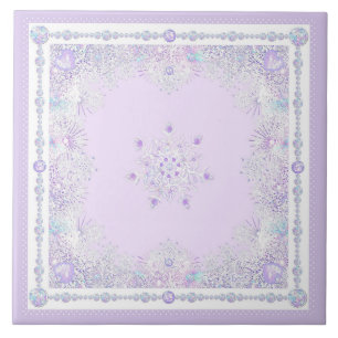 Azulejo copo de nieve morado ligero y corazón brillante