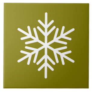 Azulejo Copo De Nieve Nórdico Blanco Festivo En Oliva Mode