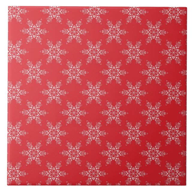 Azulejo Copos de nieve blancos rojos (Frente)