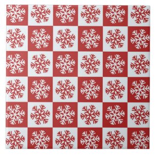 Azulejo Copos de nieve con control rojo y blanco