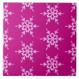 Azulejo Copos de nieve, cristales rosa pálido en el magent