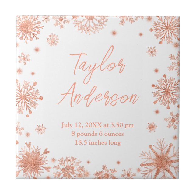 Azulejo Copos de nieve de oro Rosa en estadísticas de naci (Frente)