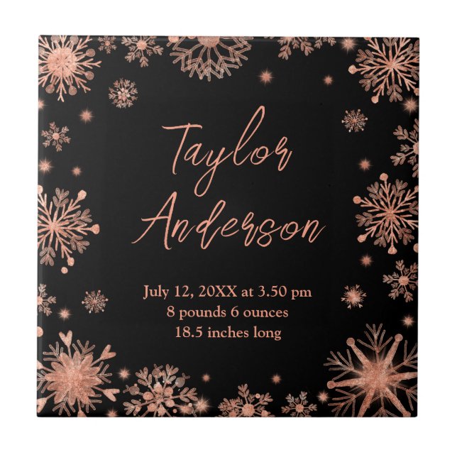 Azulejo Copos de nieve de oro Rosa sobre estadísticas de n (Frente)