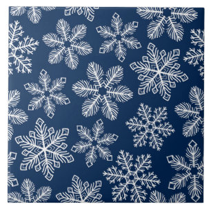 Azulejo Copos de nieve en azul oscuro