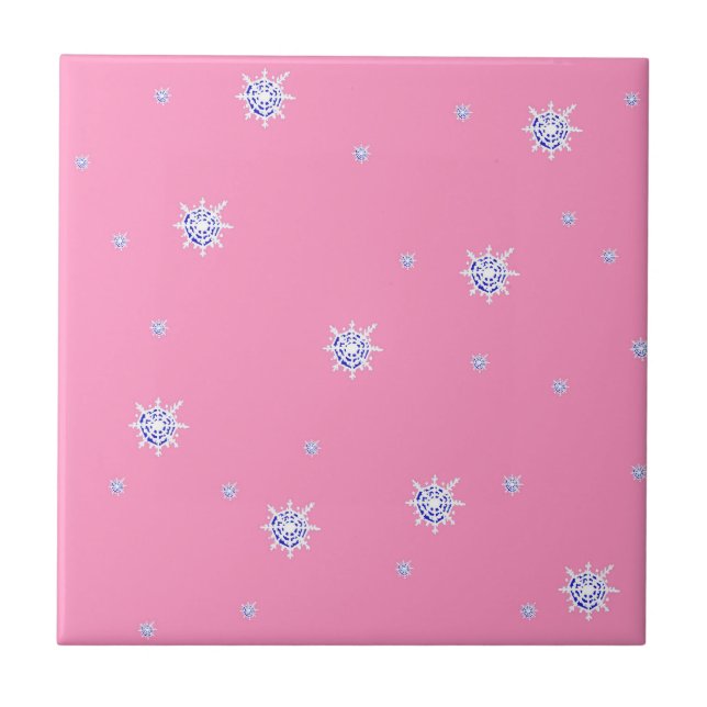 Azulejo Copos de nieve en invierno rosa (Frente)