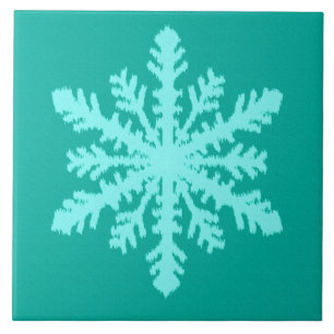Azulejo Copos de nieve Ikat - Turquesa y aqua