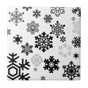 Azulejo Copos de nieve negros y blancos