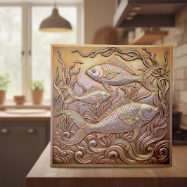 Azulejo Copper Metallic Iridescent Fish D1223