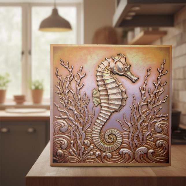 Azulejo Copper Metallic Iridescent Seahorse D1223 (Subido por el creador)