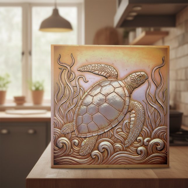 Azulejo Copper Metallic Iridescent Turtle ID1223 (Subido por el creador)