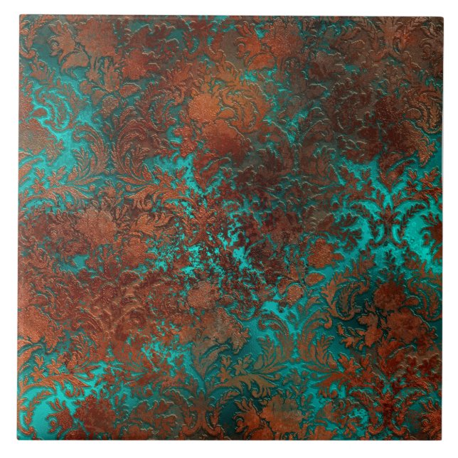 Azulejo Copper Patina Rustask Damask (Frente)