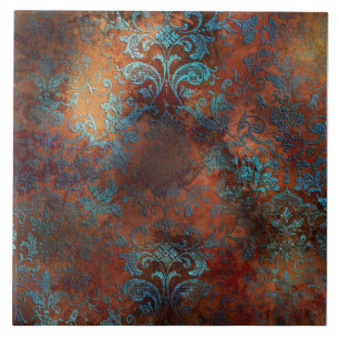 Azulejo Copper Patina Rustask Damask