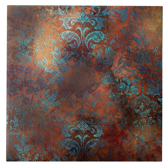 Azulejo Copper Patina Rustask Damask (Frente)