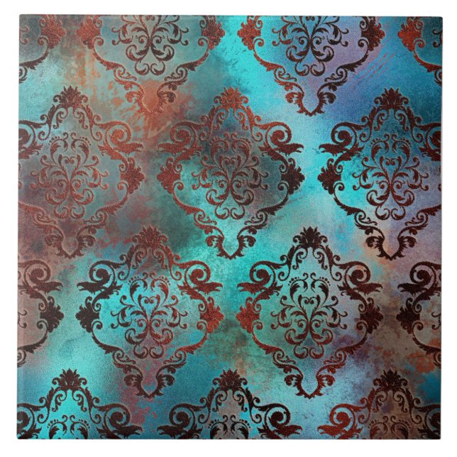 Azulejo Copper Patina Rustask Damask (Frente)