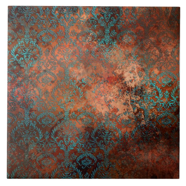 Azulejo Copper Patina Rustask Damask (Frente)