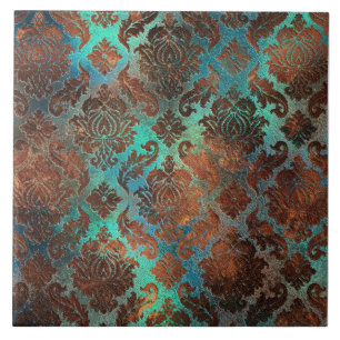 Azulejo Copper Patina Rustask Damask