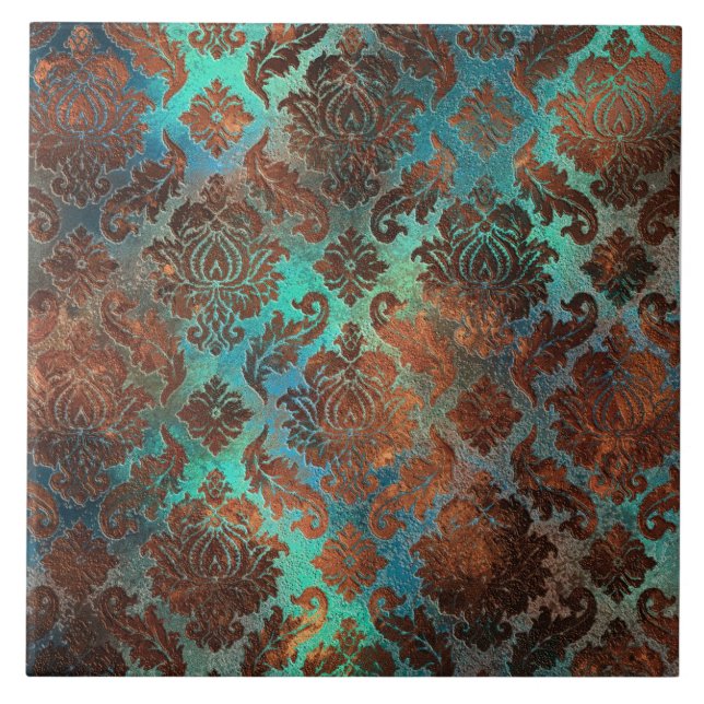 Azulejo Copper Patina Rustask Damask (Frente)