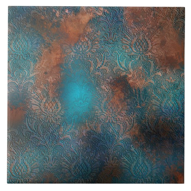Azulejo Copper Patina Rustask Damask (Frente)