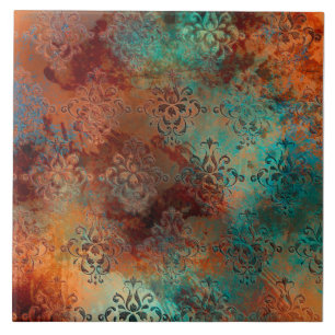 Azulejo Copper Patina Rustask Damask