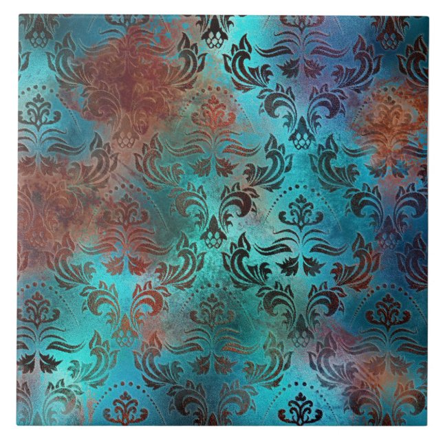 Azulejo Copper Patina Rustask Damask (Frente)