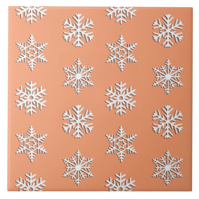 Azulejo Copro de nieve blancos en 3D, fondo personalizable (Frente)
