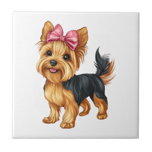 Azulejo Coqueta Lazo Yorkshire Terrier Perro Yorkie Mamá C