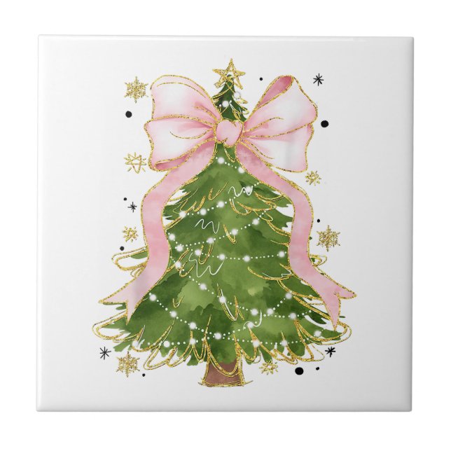 Azulejo Coquette Bow Christmas Tree Holiday Outfit W (Frente)
