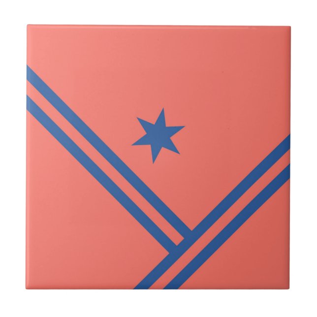 Azulejo Coral Blue Diagonal Stripes Star Gráfico moderno (Frente)
