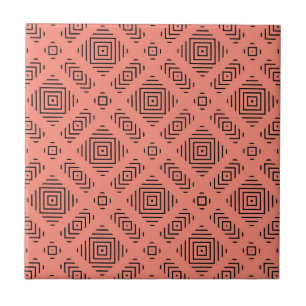 Azulejo Coral con patrón geométrico negro