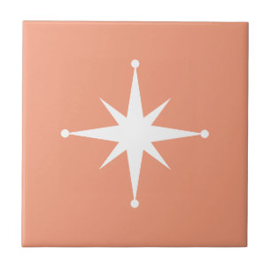 Azulejo Coral Starburst Mid Century Retro Moderno