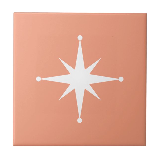 Azulejo Coral Starburst Mid Century Retro Moderno (Frente)