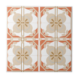 Azulejo Coral y beige de estilo portugués intrincado