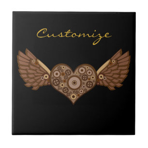 Azulejo Corazón alado Steampunk con Gears Thunder_Cove