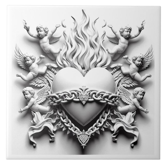 Azulejo Corazón clásico + cadena (Frente)