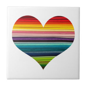 Azulejo Corazón coloreado arco iris rayado