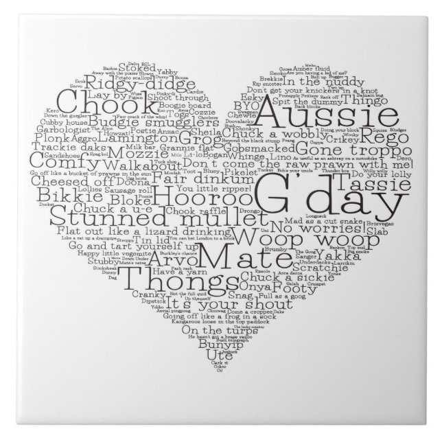 Azulejo Corazón de argot australiano (Frente)