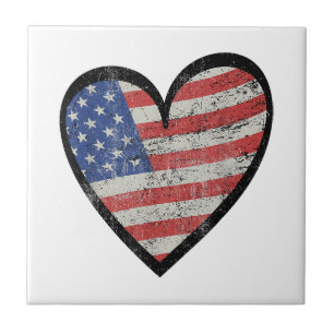Azulejo Corazón de bandera americana rojo blanco azul lind