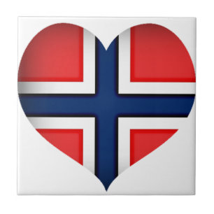 Azulejo Corazón de bandera de Noruega
