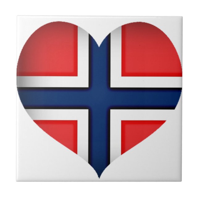 Azulejo Corazón de bandera de Noruega (Frente)